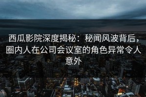 西瓜影院深度揭秘：秘闻风波背后，圈内人在公司会议室的角色异常令人意外