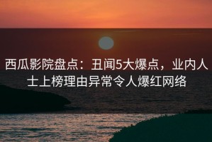 西瓜影院盘点：丑闻5大爆点，业内人士上榜理由异常令人爆红网络