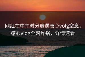网红在中午时分遭遇唐心volg窒息，糖心vlog全网炸锅，详情速看