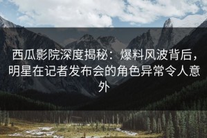 西瓜影院深度揭秘：爆料风波背后，明星在记者发布会的角色异常令人意外