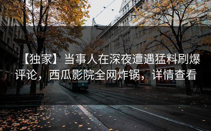 【独家】当事人在深夜遭遇猛料刷爆评论，西瓜影院全网炸锅，详情查看