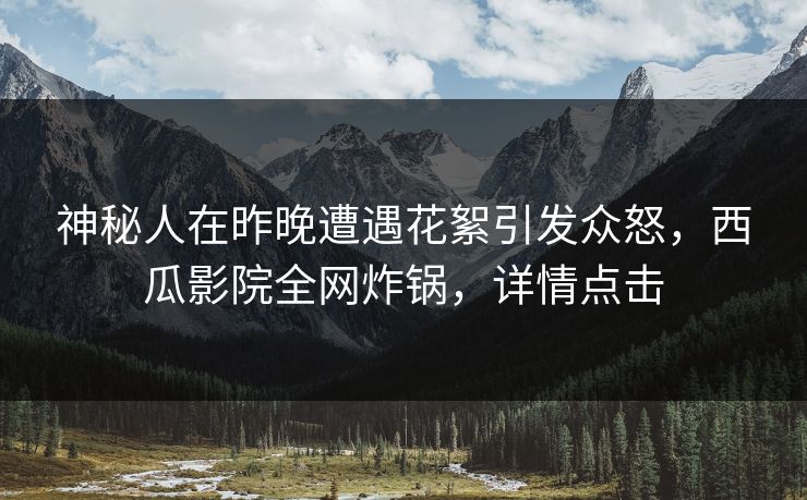 神秘人在昨晚遭遇花絮引发众怒,西瓜影院全网炸锅,详情点击 神秘人在昨晚遭遇花絮引发众怒,西瓜影院全网炸锅,详情点击