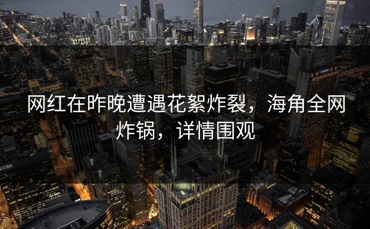 网红在昨晚遭遇花絮炸裂，海角全网炸锅，详情围观