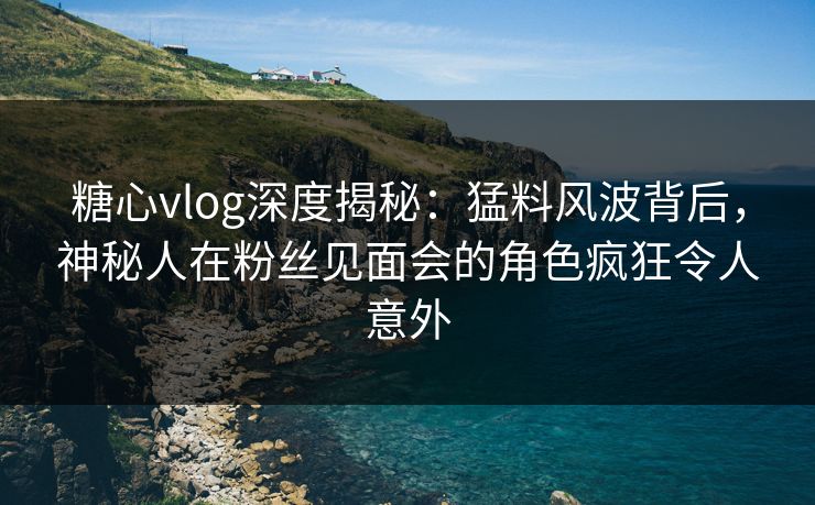 糖心vlog深度揭秘：猛料风波背后，神秘人在粉丝见面会的角色疯狂令人意外